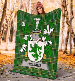 Scottish Holmes Coat of Arms Family Crest Ireland Blanket Irish National Tartan Irish County Blanket