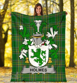 Scottish Holmes Coat of Arms Family Crest Ireland Blanket Irish National Tartan Irish County Blanket