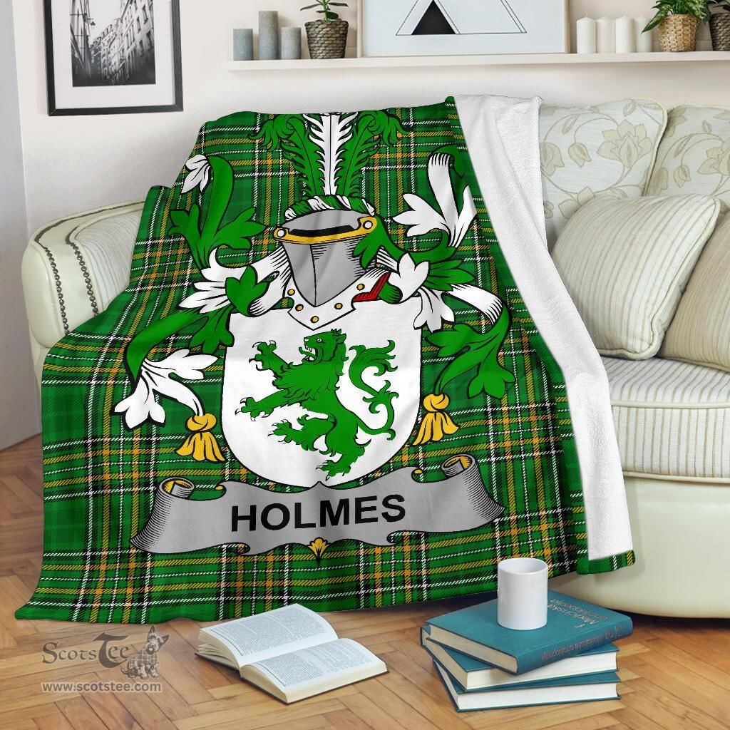 Scottish Holmes Coat of Arms Family Crest Ireland Blanket Irish National Tartan Irish County Blanket