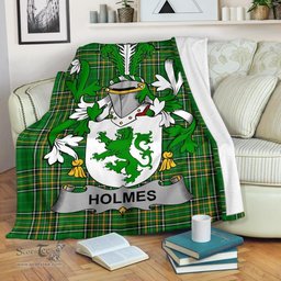 Scottish Holmes Coat of Arms Family Crest Ireland Blanket Irish National Tartan Irish County Blanket
