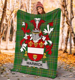 Scottish Warwick Coat of Arms Family Crest Ireland Blanket Irish National Tartan Irish County Blanket