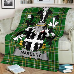 Scottish Marbury Coat of Arms Family Crest Ireland Blanket Irish National Tartan Irish County Blanket