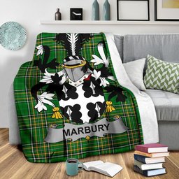 Scottish Marbury Coat of Arms Family Crest Ireland Blanket Irish National Tartan Irish County Blanket