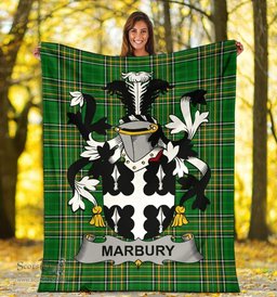 Scottish Marbury Coat of Arms Family Crest Ireland Blanket Irish National Tartan Irish County Blanket