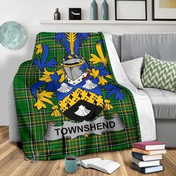 Scottish Townshend or Townsend Coat of Arms Family Crest Ireland Blanket Irish National Tartan Irish County Blanket