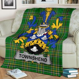 Scottish Townshend or Townsend Coat of Arms Family Crest Ireland Blanket Irish National Tartan Irish County Blanket