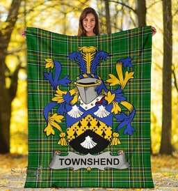 Scottish Townshend or Townsend Coat of Arms Family Crest Ireland Blanket Irish National Tartan Irish County Blanket