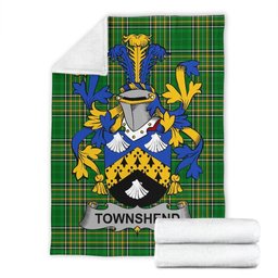 Scottish Townshend or Townsend Coat of Arms Family Crest Ireland Blanket Irish National Tartan Irish County Blanket