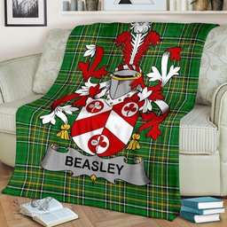 Scottish Beasley Coat of Arms Family Crest Ireland Blanket Irish National Tartan Irish County Blanket