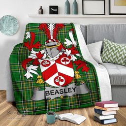 Scottish Beasley Coat of Arms Family Crest Ireland Blanket Irish National Tartan Irish County Blanket