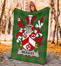 Scottish Beasley Coat of Arms Family Crest Ireland Blanket Irish National Tartan Irish County Blanket