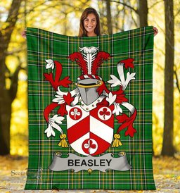 Scottish Beasley Coat of Arms Family Crest Ireland Blanket Irish National Tartan Irish County Blanket