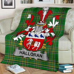 Scottish Halloran or O'Halloran Coat of Arms Family Crest Ireland Blanket Irish National Tartan Irish County Blanket