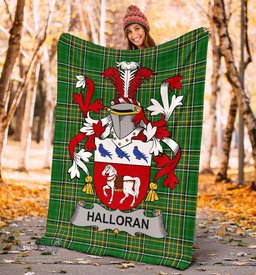 Scottish Halloran or O'Halloran Coat of Arms Family Crest Ireland Blanket Irish National Tartan Irish County Blanket