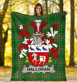 Scottish Halloran or O'Halloran Coat of Arms Family Crest Ireland Blanket Irish National Tartan Irish County Blanket
