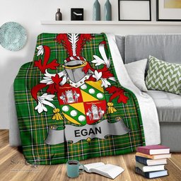 Scottish Egan or McEgan Coat of Arms Family Crest Ireland Blanket Irish National Tartan Irish County Blanket