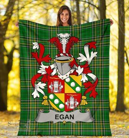 Scottish Egan or McEgan Coat of Arms Family Crest Ireland Blanket Irish National Tartan Irish County Blanket