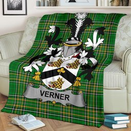 Scottish Verner Coat of Arms Family Crest Ireland Blanket Irish National Tartan Irish County Blanket