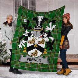 Scottish Verner Coat of Arms Family Crest Ireland Blanket Irish National Tartan Irish County Blanket