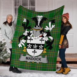 Scottish Madock or Maddox Coat of Arms Family Crest Ireland Blanket Irish National Tartan Irish County Blanket
