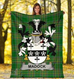 Scottish Madock or Maddox Coat of Arms Family Crest Ireland Blanket Irish National Tartan Irish County Blanket