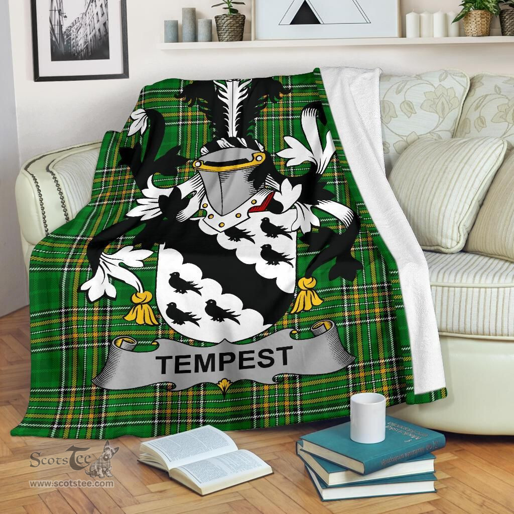 Scottish Tempest Coat of Arms Family Crest Ireland Blanket Irish National Tartan Irish County Blanket