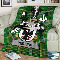 Scottish Perkins Coat of Arms Family Crest Ireland Blanket Irish National Tartan Irish County Blanket
