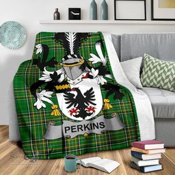 Scottish Perkins Coat of Arms Family Crest Ireland Blanket Irish National Tartan Irish County Blanket