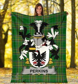 Scottish Perkins Coat of Arms Family Crest Ireland Blanket Irish National Tartan Irish County Blanket