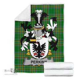 Scottish Perkins Coat of Arms Family Crest Ireland Blanket Irish National Tartan Irish County Blanket