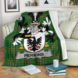 Scottish Perkins Coat of Arms Family Crest Ireland Blanket Irish National Tartan Irish County Blanket