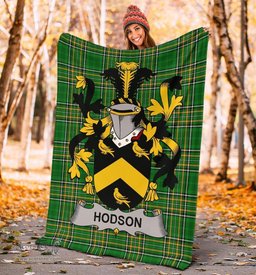 Scottish Hodson Coat of Arms Family Crest Ireland Blanket Irish National Tartan Irish County Blanket