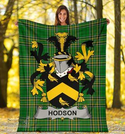 Scottish Hodson Coat of Arms Family Crest Ireland Blanket Irish National Tartan Irish County Blanket