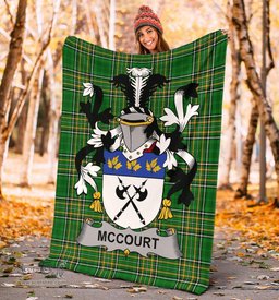 Scottish McCourt Coat of Arms Family Crest Ireland Blanket Irish National Tartan Irish County Blanket