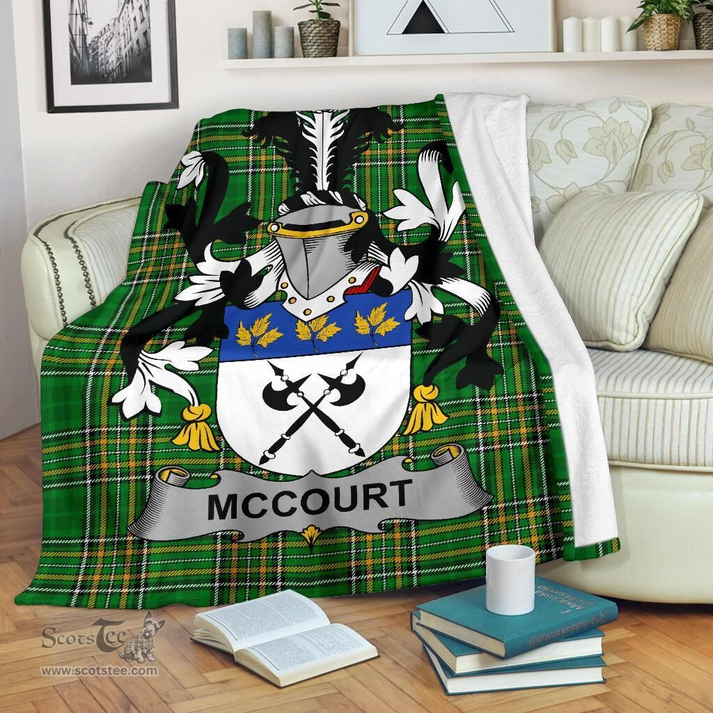 Scottish McCourt Coat of Arms Family Crest Ireland Blanket Irish National Tartan Irish County Blanket