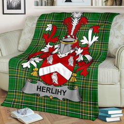 Scottish Herlihy or O'Herlihy Coat of Arms Family Crest Ireland Blanket Irish National Tartan Irish County Blanket