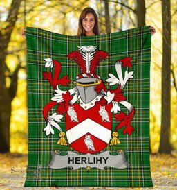Scottish Herlihy or O'Herlihy Coat of Arms Family Crest Ireland Blanket Irish National Tartan Irish County Blanket