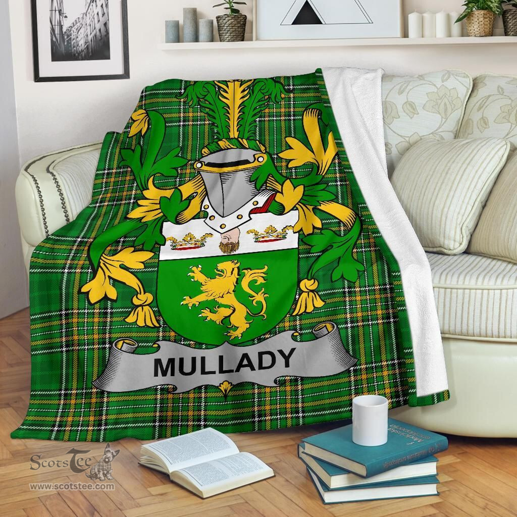 Scottish Mullady or O'Mullady Coat of Arms Family Crest Ireland Blanket Irish National Tartan Irish County Blanket