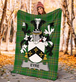 Scottish Eyre Coat of Arms Family Crest Ireland Blanket Irish National Tartan Irish County Blanket