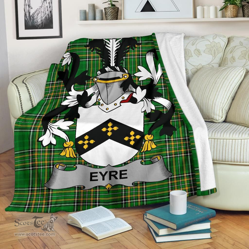 Scottish Eyre Coat of Arms Family Crest Ireland Blanket Irish National Tartan Irish County Blanket