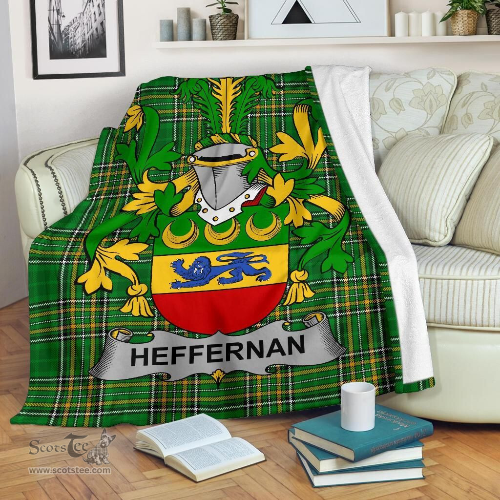 Scottish Heffernan or O'Heffernan Coat of Arms Family Crest Ireland Blanket Irish National Tartan Irish County Blanket