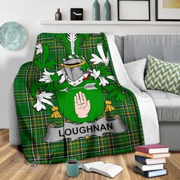 Scottish Loughnan or O'Loughnan Coat of Arms Family Crest Ireland Blanket Irish National Tartan Irish County Blanket