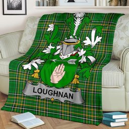 Scottish Loughnan or O'Loughnan Coat of Arms Family Crest Ireland Blanket Irish National Tartan Irish County Blanket