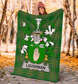Scottish Loughnan or O'Loughnan Coat of Arms Family Crest Ireland Blanket Irish National Tartan Irish County Blanket
