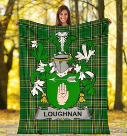 Scottish Loughnan or O'Loughnan Coat of Arms Family Crest Ireland Blanket Irish National Tartan Irish County Blanket
