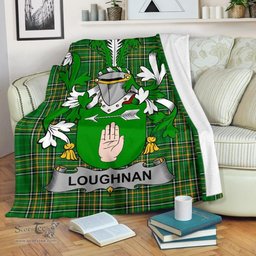Scottish Loughnan or O'Loughnan Coat of Arms Family Crest Ireland Blanket Irish National Tartan Irish County Blanket