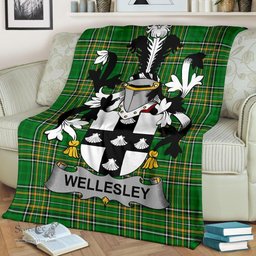 Scottish Wellesley Coat of Arms Family Crest Ireland Blanket Irish National Tartan Irish County Blanket