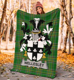 Scottish Wellesley Coat of Arms Family Crest Ireland Blanket Irish National Tartan Irish County Blanket