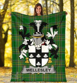 Scottish Wellesley Coat of Arms Family Crest Ireland Blanket Irish National Tartan Irish County Blanket