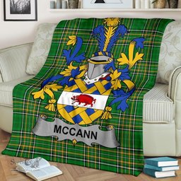 Scottish McCann Coat of Arms Family Crest Ireland Blanket Irish National Tartan Irish County Blanket